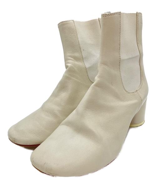 MM6 Maison Margiela（エムエムシックスメゾンマルジェラ）MM6 Maison Margiela (エムエムシックスメゾンマルジェラ) サイドゴアレザーブーツ ホワイト サイズ:SIZE 37の古着・服飾アイテム