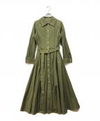 foufouフーフー）の古着「front tuck button one piece」｜オリーブ