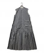 GALERIE VIEギャルリーヴィー）の古着「ストライプブロードプリーツワンピース」｜ブルー×ホワイト