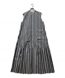 GALERIE VIE（ギャルリーヴィー）の古着「ストライプブロードプリーツワンピース」｜ブルー×ホワイト