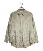 MAATEE&SONSマーティーアンドサンズ）の古着「CHARLES SILK COTTON STRIPE/シルクコットンシャツ」｜グレー