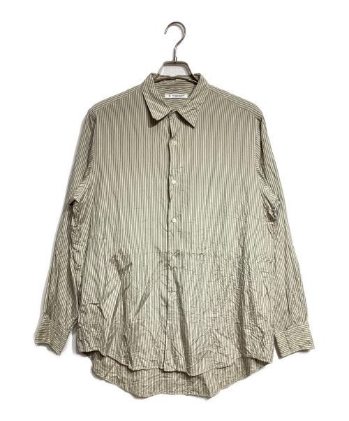 MAATEE&SONS（マーティーアンドサンズ）MAATEE&SONS (マーティーアンドサンズ) CHARLES SILK COTTON STRIPE/シルクコットンシャツ グレー サイズ:3の古着・服飾アイテム