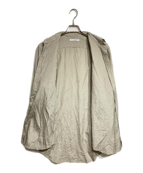 MAATEE&SONS（マーティーアンドサンズ）MAATEE&SONS (マーティーアンドサンズ) CHARLES SILK COTTON STRIPE/シルクコットンシャツ グレー サイズ:3の古着・服飾アイテム