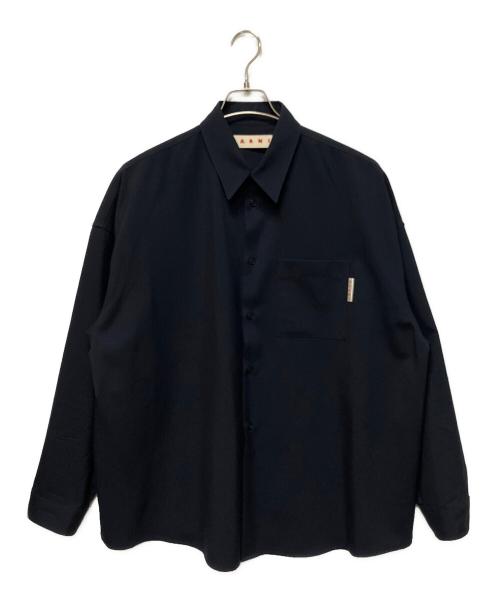 MARNI（マルニ）MARNI (マルニ) ウールトロピカルシャツ ネイビー サイズ:48の古着・服飾アイテム