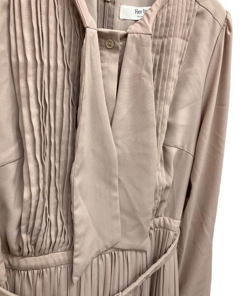 HER LIP TO（ハーリップトゥ）Her lip to (ハーリップトゥ) Viola Bow Pleated Dress ピンク サイズ:Sの古着・服飾アイテム
