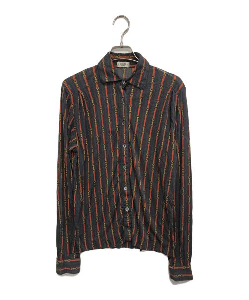 CELINE（セリーヌ）CELINE (セリーヌ) 総柄シルクシャツ グレー サイズ:38の古着・服飾アイテム