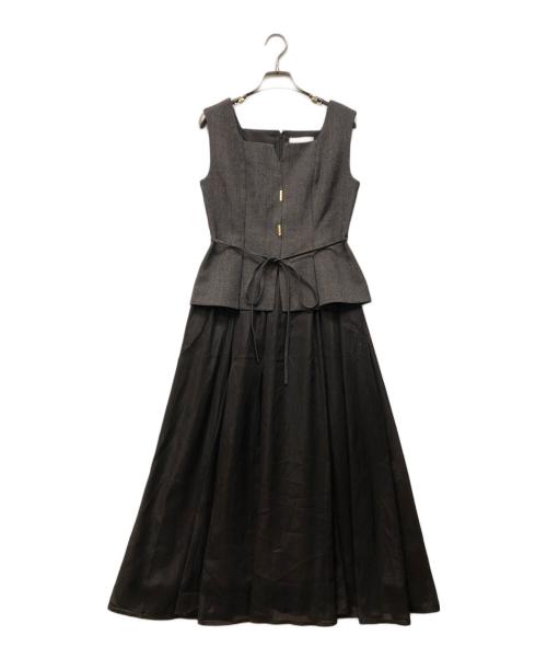 JUSGLITTY（ジャスグリッティー）JUSGLITTY (ジャスグリッティー) ドッキングジャンスカワンピース ブラウンの古着・服飾アイテム