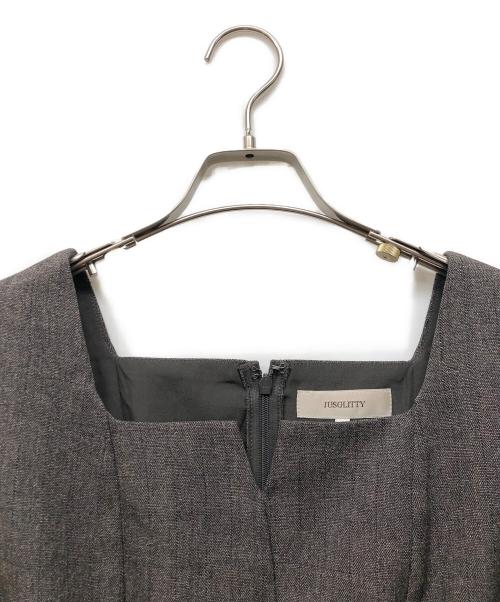 JUSGLITTY（ジャスグリッティー）JUSGLITTY (ジャスグリッティー) ドッキングジャンスカワンピース ブラウンの古着・服飾アイテム