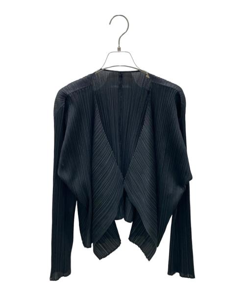 ISSEY MIYAKE（イッセイミヤケ）ISSEY MIYAKE (イッセイミヤケ) プリーツカーディガン ブラック サイズ:4の古着・服飾アイテム