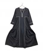 ne quittez pasヌキテパ）の古着「Crimp Cotton Embroidery Dress」｜ネイビー