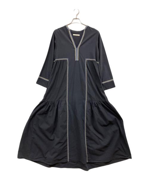 ne quittez pas（ヌキテパ）ne quittez pas (ヌキテパ) Crimp Cotton Embroidery Dress ネイビー サイズ:Mの古着・服飾アイテム