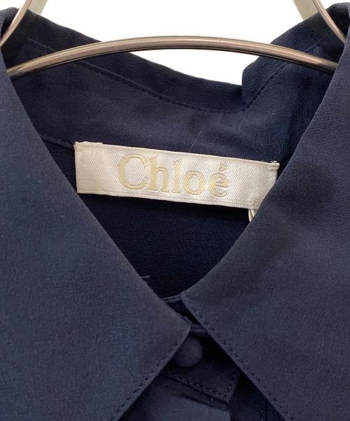 Chloe（クロエ）Chloe (クロエ) シルクシャツワンピース ネイビー サイズ:34の古着・服飾アイテム
