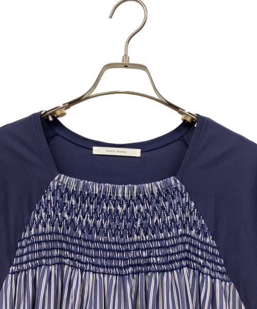 PLAIN PEOPLE（プレインピープル）PLAIN PEOPLE (プレインピープル) スモッキング刺繍ロングワンピース ネイビー サイズ:3の古着・服飾アイテム
