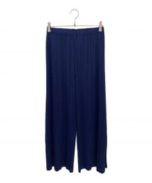 PLEATS PLEASE（プリーツプリーズ）の古着「ワイドプリーツパンツ」｜ネイビー