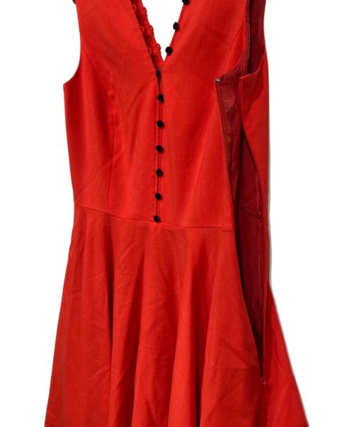 ADEAM（アディアム）ADEAM (アディアム) ベロアボタン ノースリーブワンピース レッド サイズ:10の古着・服飾アイテム