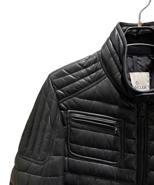 MONCLER（モンクレール）MONCLER (モンクレール) BAHR/レザーダウンジャケット ブラック サイズ:2の古着・服飾アイテム