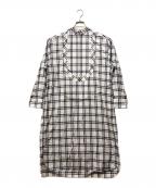 HYKEハイク）の古着「CHECKED BIB FRONT SHIRT DRESS」｜グレー