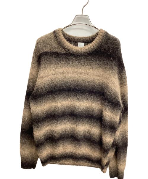 PAUL SMITH（ポールスミス）Paul Smith (ポールスミス) グラデーションボーダー クルーネックニット ブラウン サイズ:Lの古着・服飾アイテム