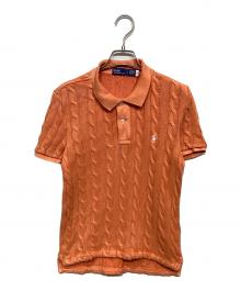 POLO RALPH LAUREN（ポロ・ラルフローレン）の古着「ケーブルニット ポロシャツ」｜オレンジ