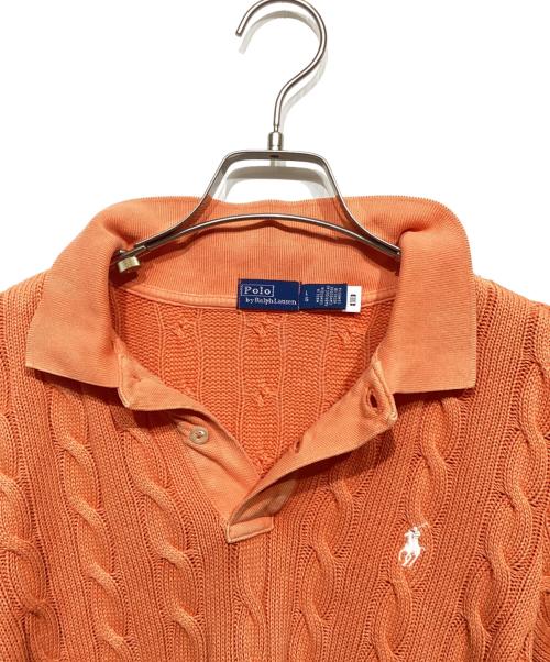 POLO RALPH LAUREN（ポロ・ラルフローレン）POLO RALPH LAUREN (ポロ・ラルフローレン) ケーブルニット ポロシャツ オレンジ サイズ:Lの古着・服飾アイテム