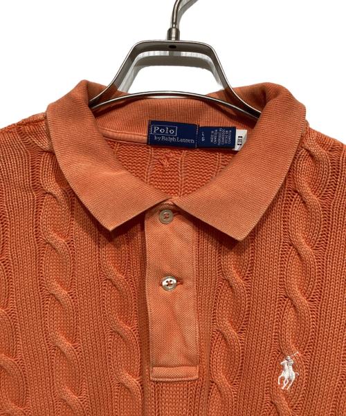POLO RALPH LAUREN（ポロ・ラルフローレン）POLO RALPH LAUREN (ポロ・ラルフローレン) ケーブルニット ポロシャツ オレンジ サイズ:Lの古着・服飾アイテム