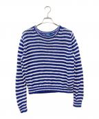 POLO RALPH LAURENポロ・ラルフローレン）の古着「ストライプド リネンコットン セーター」｜ブルー×ホワイト