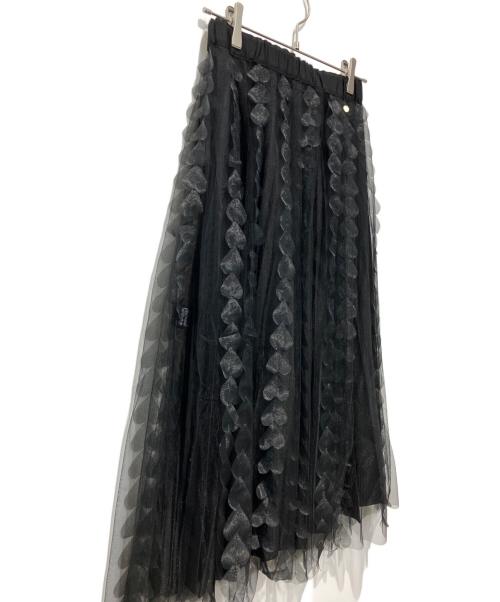 MUVEIL（ミュベール）MUVEIL (ミュベール) ハートフリンジスカート ブラック サイズ:38の古着・服飾アイテム