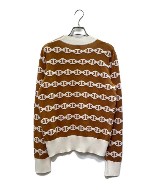 HERMES（エルメス）HERMES (エルメス) ダンクル柄シルクカシミヤニット ブラウン×ホワイト サイズ:40の古着・服飾アイテム