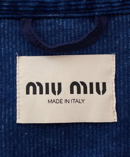 MIU MIU（ミュウミュウ）MIU MIU (ミュウミュウ) ウォッシュドベルベット ブルゾン ブルー サイズ:38の古着・服飾アイテム