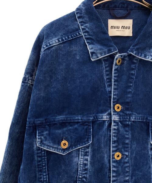 MIU MIU（ミュウミュウ）MIU MIU (ミュウミュウ) ウォッシュドベルベット ブルゾン ブルー サイズ:38の古着・服飾アイテム