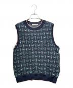 mina perhonenミナ ペルホネン）の古着「Kukka Kakku Knit Vest/kukka kakku ニットベスト/ads8995」｜ネイビー×グリーン
