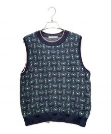 mina perhonen（ミナ ペルホネン）の古着「Kukka Kakku Knit Vest/kukka kakku ニットベスト/ads8995」｜ネイビー×グリーン