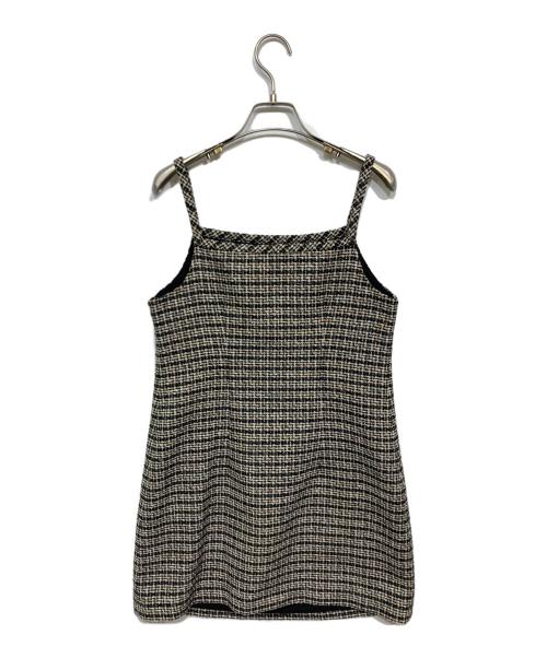 theory（セオリー）theory (セオリー) ツイードキャミソールミニワンピース ベージュ×ブラック サイズ:2の古着・服飾アイテム