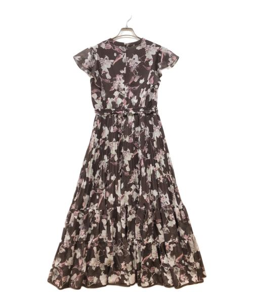 JUSGLITTY（ジャスグリッティー）JUSGLITTY (ジャスグリッティー) アイビープリントワンピース ブラウン サイズ:2の古着・服飾アイテム