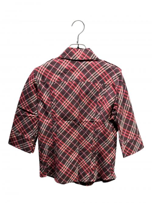 BURBERRY BLUE LABEL（バーバリー ブルー レーベル）BURBERRY BLUE LABEL (バーバリー ブルー レーベル) ノバチェックシャツブラウス ボルドー×ピンク サイズ:38の古着・服飾アイテム