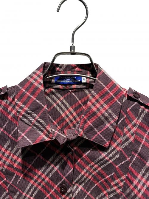 BURBERRY BLUE LABEL（バーバリー ブルー レーベル）BURBERRY BLUE LABEL (バーバリー ブルー レーベル) ノバチェックシャツブラウス ボルドー×ピンク サイズ:38の古着・服飾アイテム