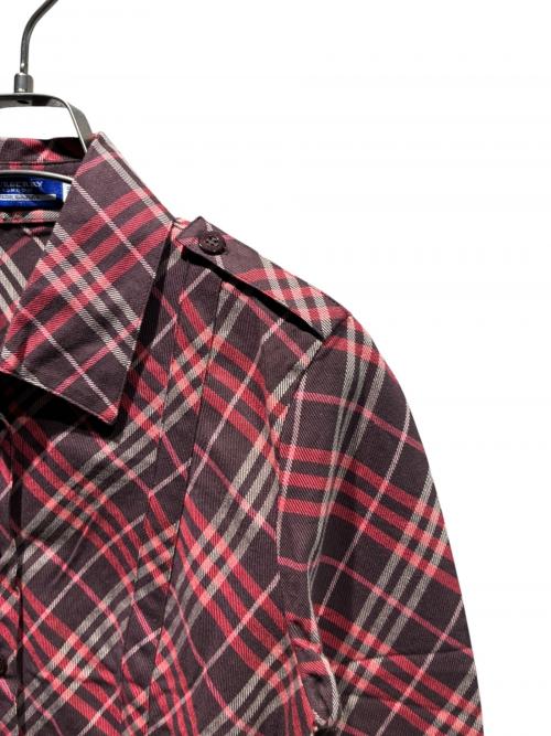 BURBERRY BLUE LABEL（バーバリー ブルー レーベル）BURBERRY BLUE LABEL (バーバリー ブルー レーベル) ノバチェックシャツブラウス ボルドー×ピンク サイズ:38の古着・服飾アイテム
