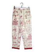 BODEボーディ）の古着「Edwardian Redwork pants/エドワーディアン・レッドワーク・パンツ」｜ホワイト×レッド
