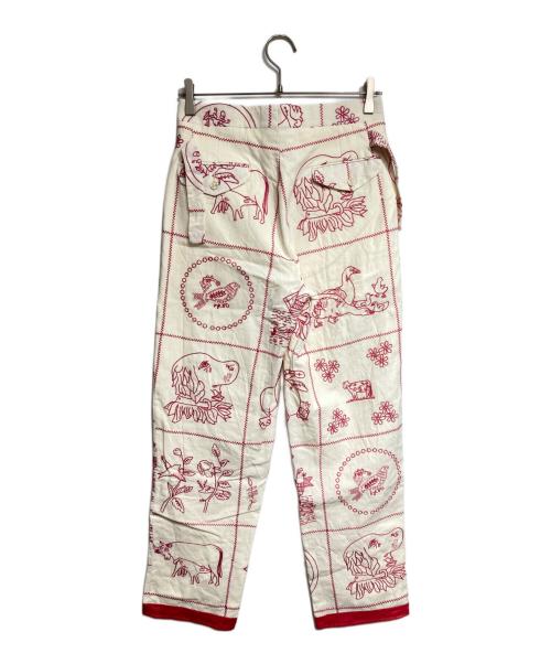 BODE（ボーディ）BODE (ボーディ) Edwardian Redwork pants/エドワーディアン・レッドワーク・パンツ ホワイト×レッド サイズ:29の古着・服飾アイテム