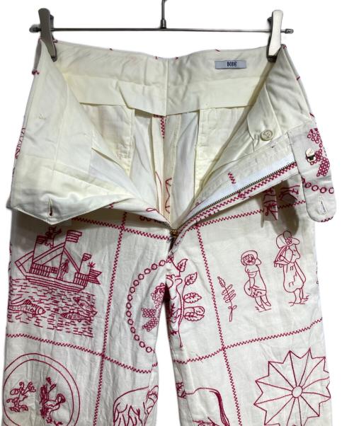 BODE（ボーディ）BODE (ボーディ) Edwardian Redwork pants/エドワーディアン・レッドワーク・パンツ ホワイト×レッド サイズ:29の古着・服飾アイテム