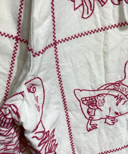 BODE（ボーディ）BODE (ボーディ) Edwardian Redwork pants/エドワーディアン・レッドワーク・パンツ ホワイト×レッド サイズ:29の古着・服飾アイテム