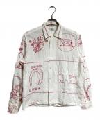 BODEボーディ）の古着「Edwardian Redwork Havana Shirt/エドワーディアン・レッドワーク・ハバナシャツ」｜ホワイト