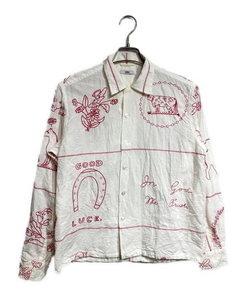 BODE（ボーディ）BODE (ボーディ) Edwardian Redwork Havana Shirt/エドワーディアン・レッドワーク・ハバナシャツ ホワイト サイズ:XS/Sの古着・服飾アイテム