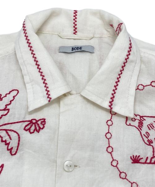 BODE（ボーディ）BODE (ボーディ) Edwardian Redwork Havana Shirt/エドワーディアン・レッドワーク・ハバナシャツ ホワイト サイズ:XS/Sの古着・服飾アイテム