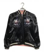 Yuko Higuchiユウコ ヒグチ）の古着「スカジャン 猫風神雷神図/Souvenir Jacket」｜ブラック×ピンク