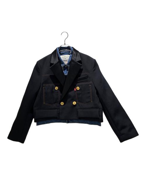 sacai（サカイ）sacai (サカイ) LEVI'S (リーバイス) 25ss Denim x Matelasse Twill JK/スリットジャケット ブラック サイズ:2の古着・服飾アイテム