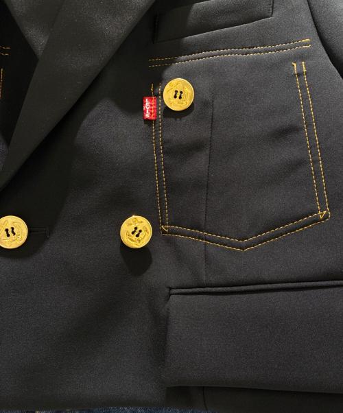 sacai（サカイ）sacai (サカイ) LEVI'S (リーバイス) 25ss Denim x Matelasse Twill JK/スリットジャケット ブラック サイズ:2の古着・服飾アイテム