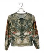 VIVIENNE TAMヴィヴィアンタム）の古着「BUDDHA PRINT NETTING BLOUSE」｜グリーン