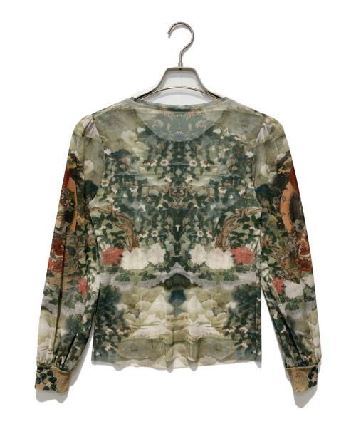 VIVIENNE TAM（ヴィヴィアンタム）VIVIENNE TAM (ヴィヴィアンタム) BUDDHA PRINT NETTING BLOUSE グリーン サイズ:38の古着・服飾アイテム