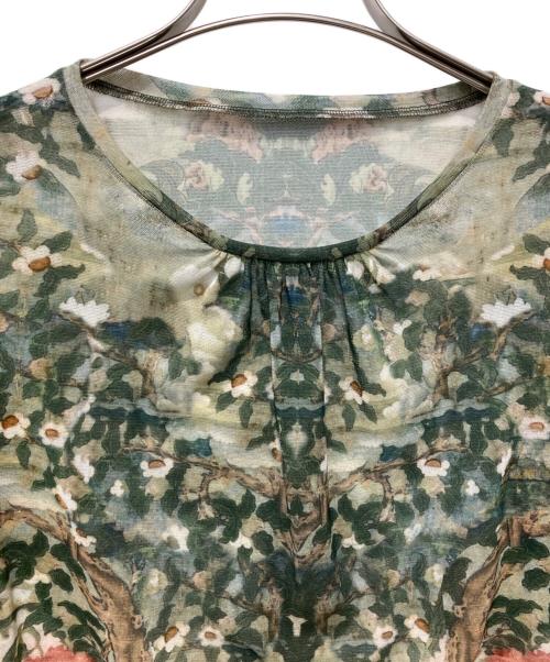 VIVIENNE TAM（ヴィヴィアンタム）VIVIENNE TAM (ヴィヴィアンタム) BUDDHA PRINT NETTING BLOUSE グリーン サイズ:38の古着・服飾アイテム
